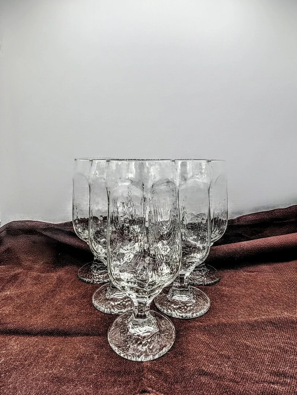 Libbey Chivalry Clear Water Beer Glasses Set of 6 Textured Pressed Glass 12 Oz